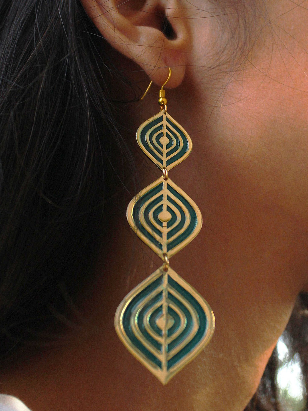 BeAbhika Gold-Plated Stainless Steel Ripple Drop Earrings