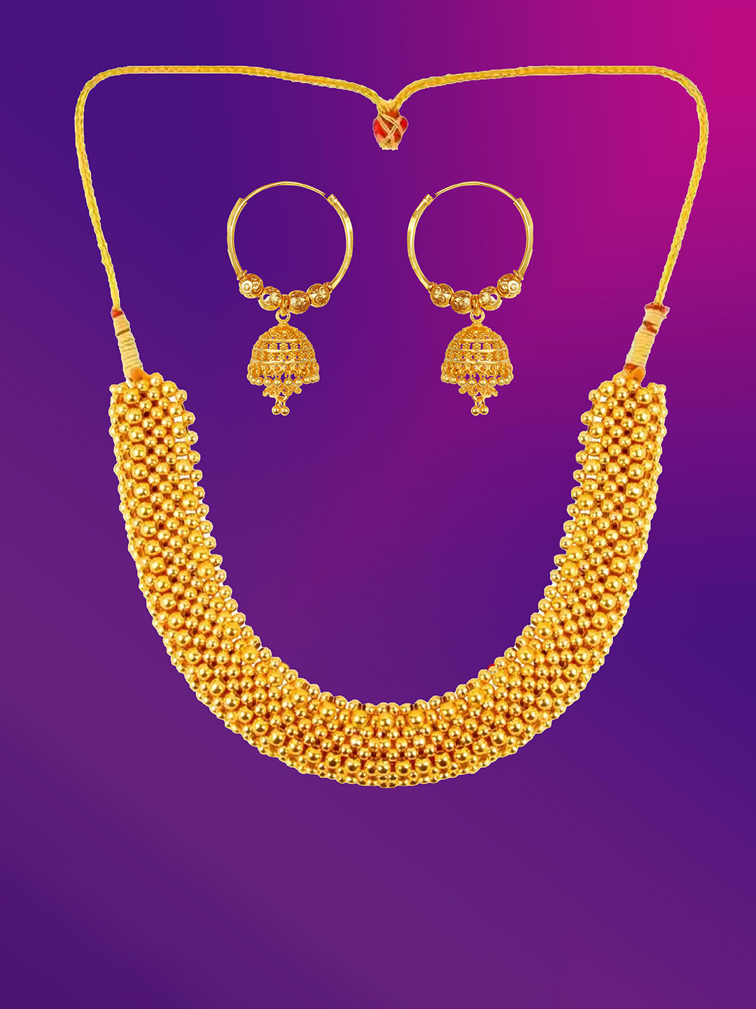 Lila Gold Plated Tushi Choker With Earrings