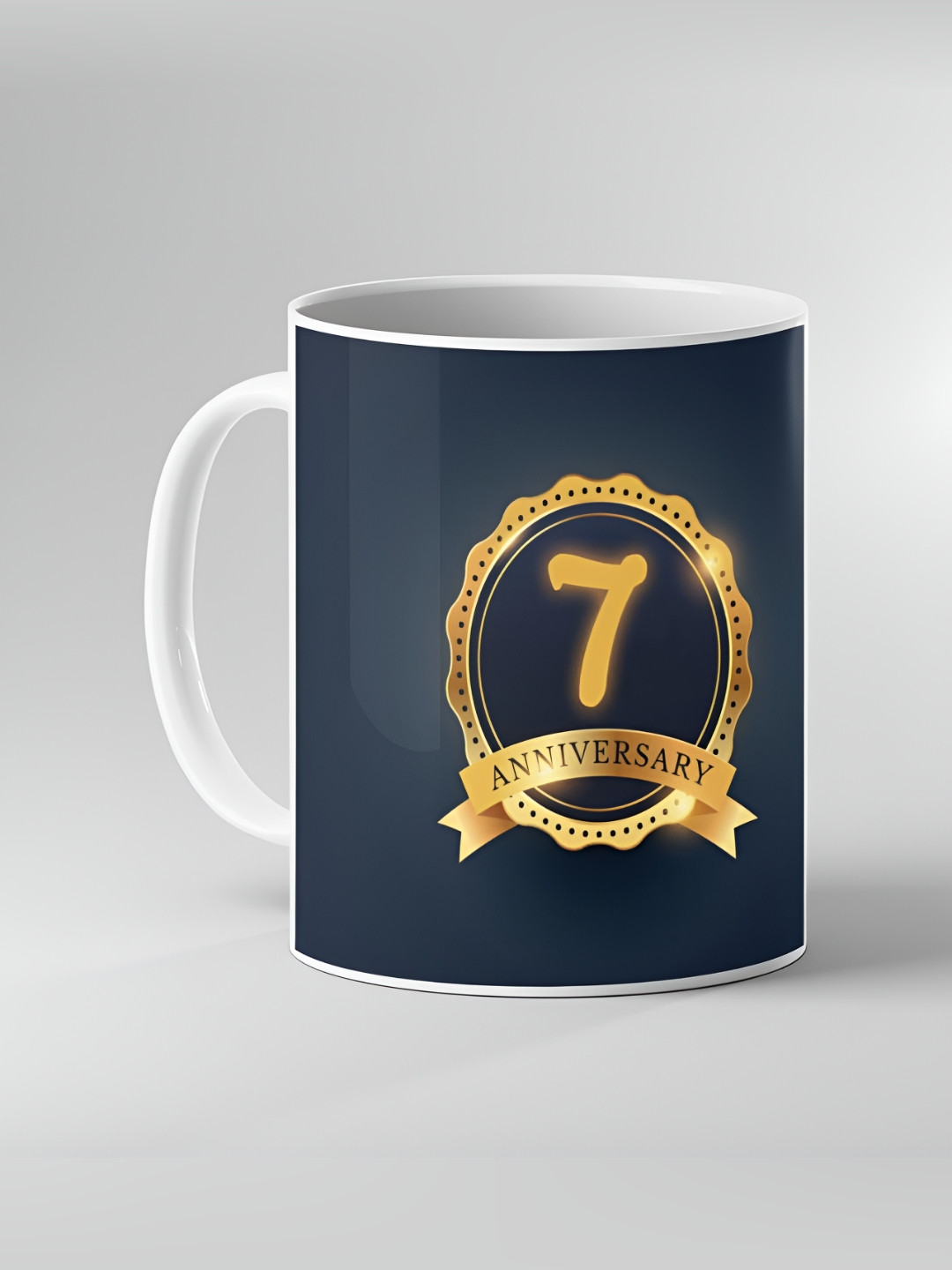 Keviv White and Navy Blue Text or Slogans Printed Ceramic Glossy Mugs 325 ml