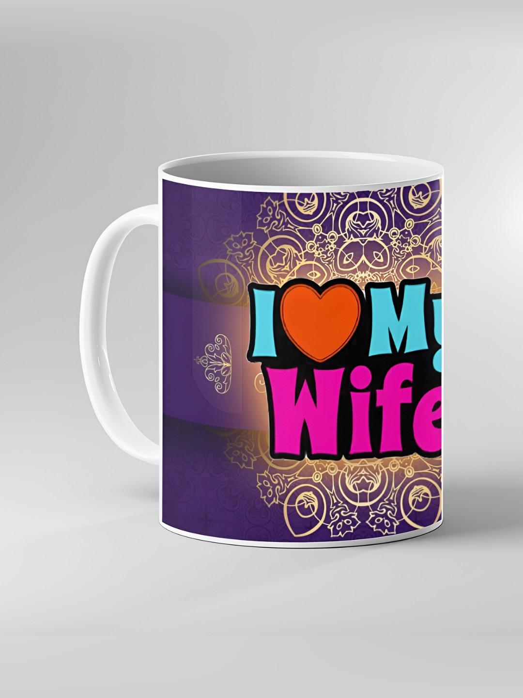 Keviv White & Purple Printed Ceramic Coffee Mug 325 ml