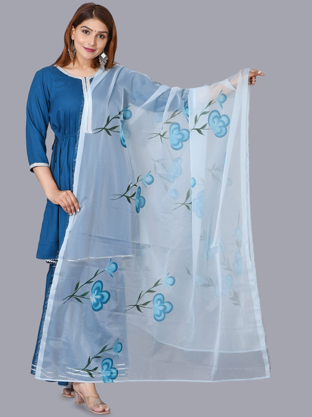 Cloth Bites Round Neck Gotta Patti Anarkali Kurta with Sharara & Dupatta