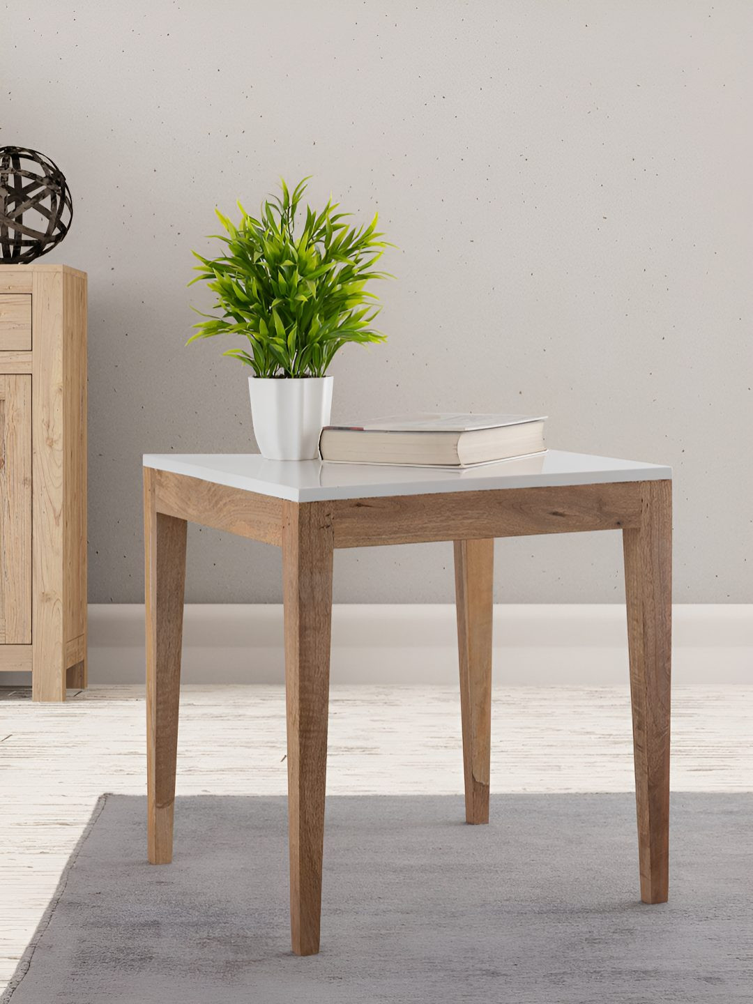 Metalsmith White & Brown Wooden Bedside Table