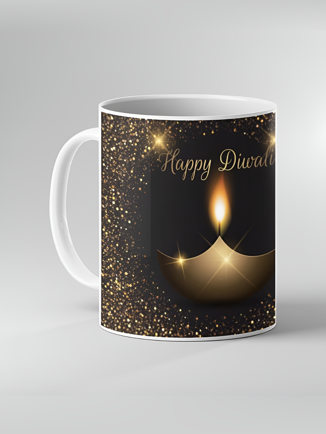 Keviv Black & Gold-Toned Printed Ceramic Coffee Mug 325 ml