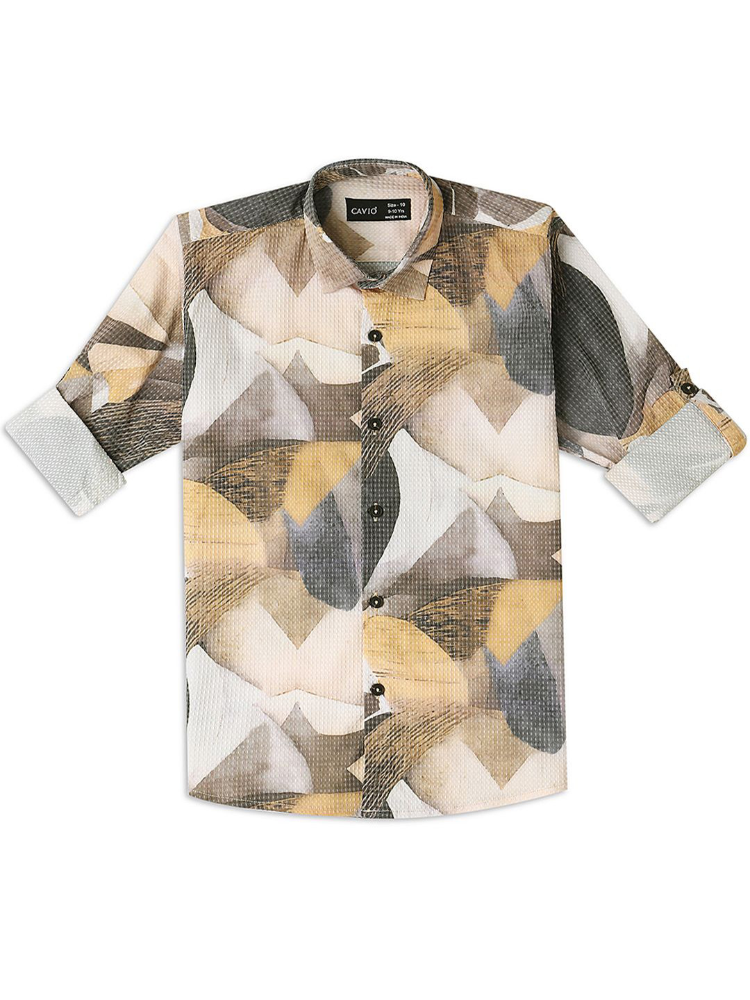 CAVIO Boys Comfort Spread Collar Abstract Printed Cotton Casual Shirt