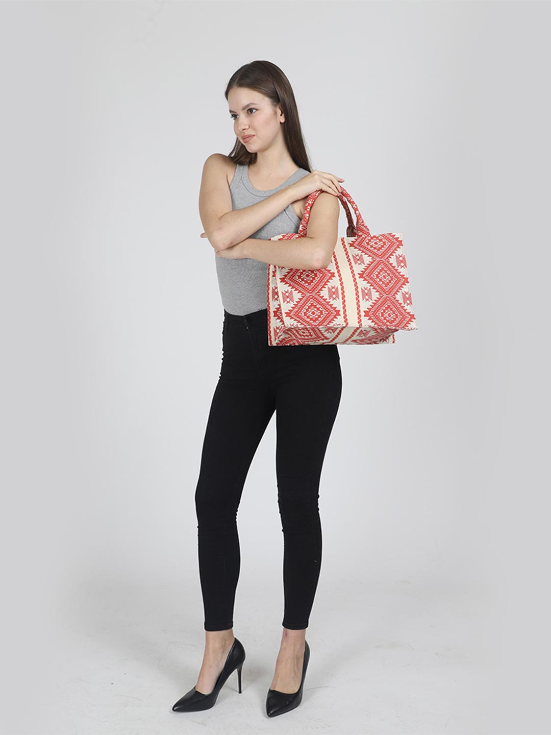 INDIVIDUAL DESIGN Women tropical Pattern Jacquard Weave Structured Handbag