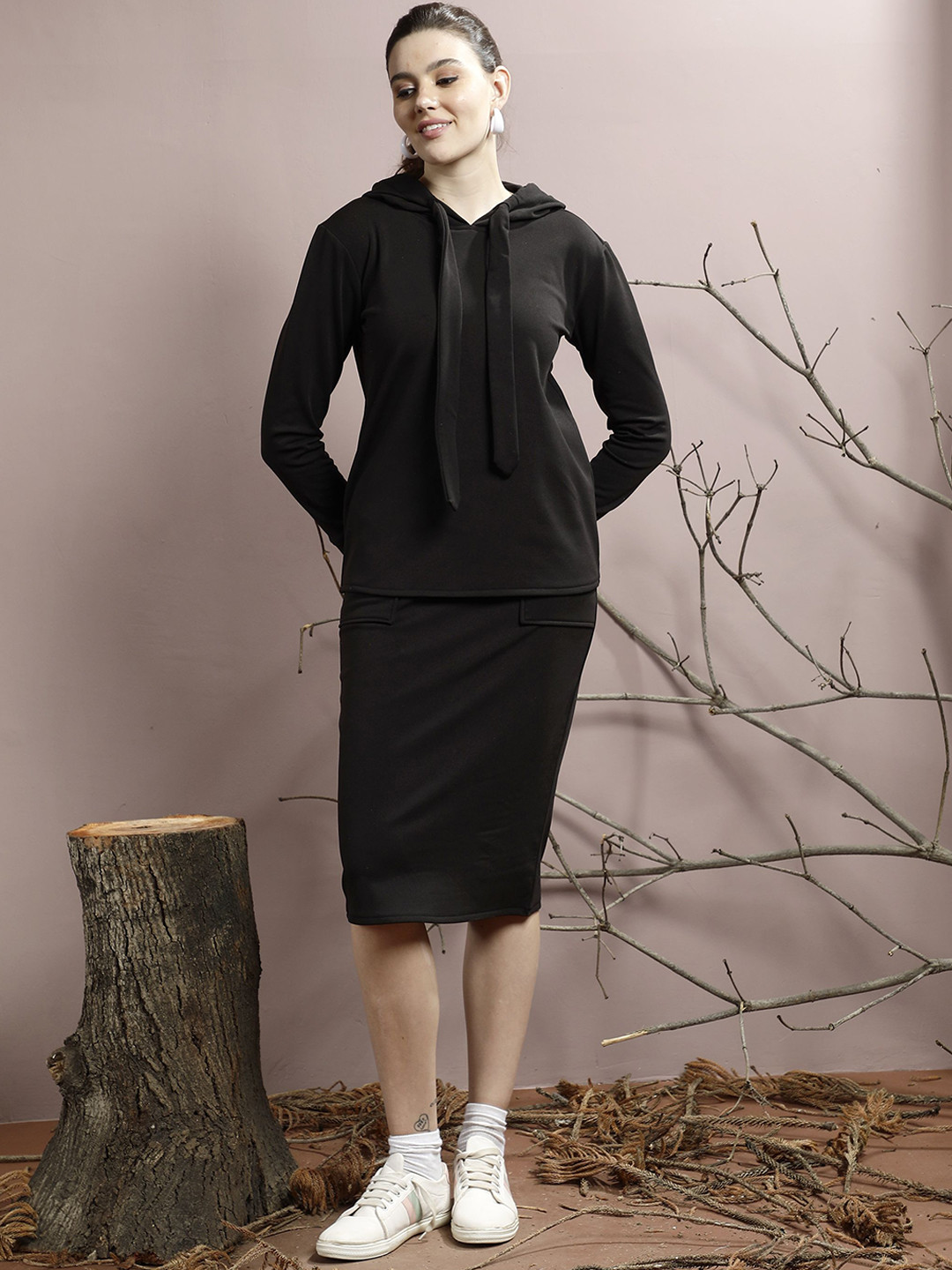 Athena Fleece Hooded Sweatshirt & Midi Skirt