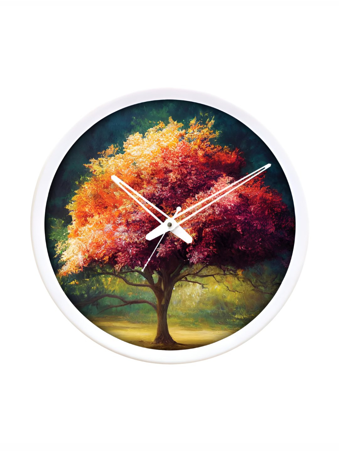 Aura Printed Dial Yellow Plastic Silent Clock Round Battery Analogue Wall Clock-30cm