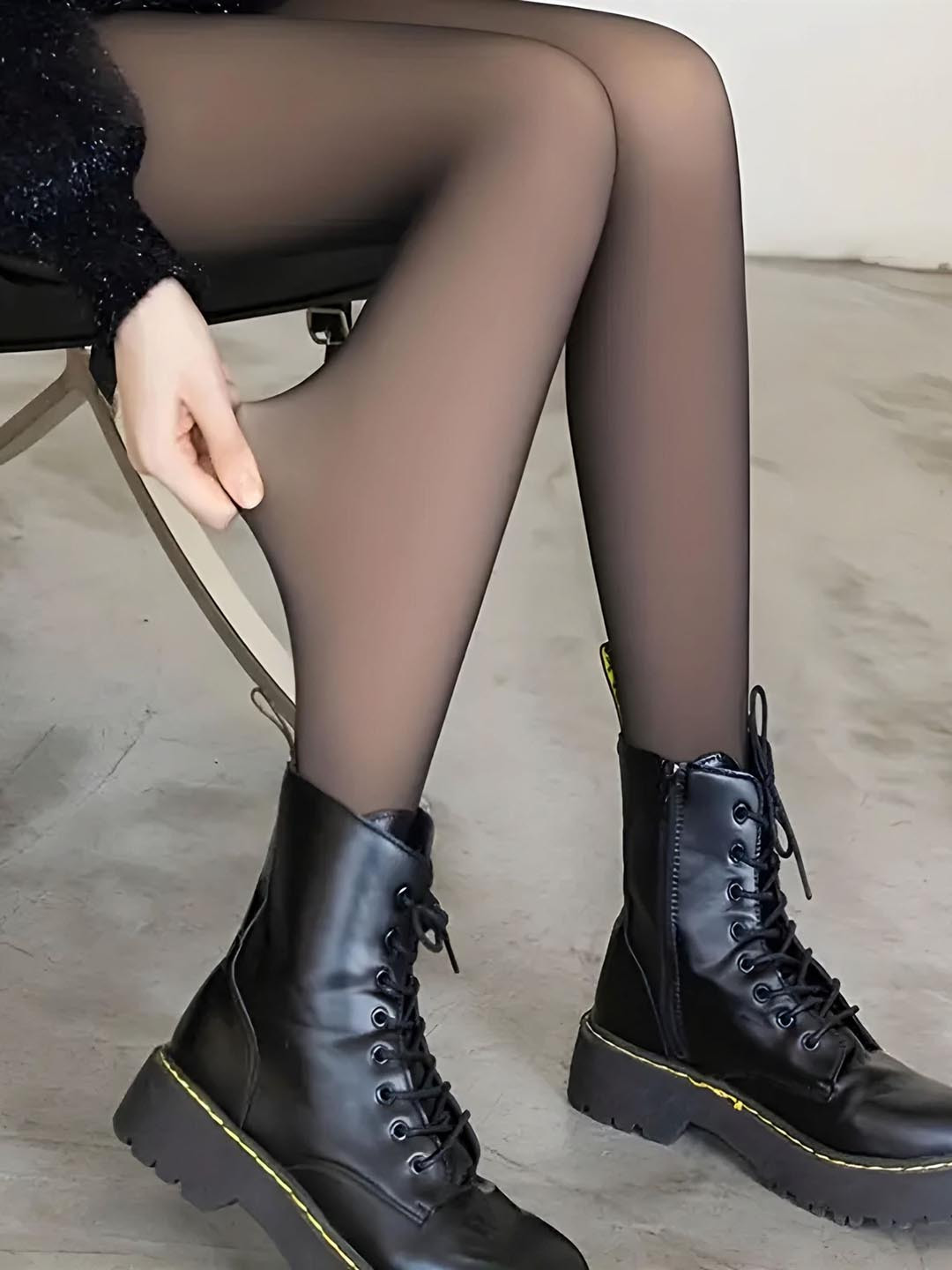 Hill Islands Women Dual Tone Winter Semi Sheer Stockings