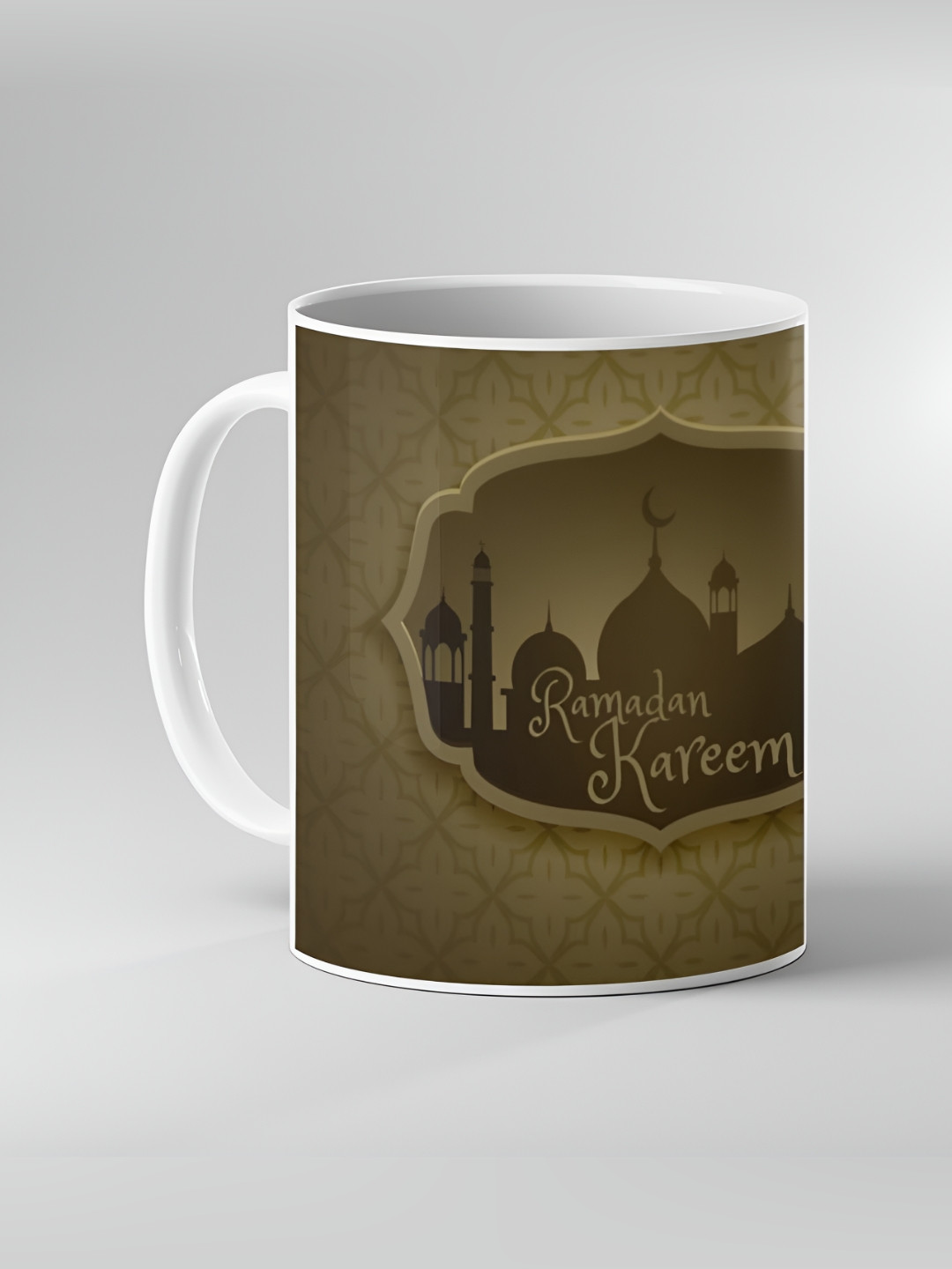 Keviv White & Olive Dishwasher and Microwave Safe Printed Ceramic Coffee Mug 325 ml