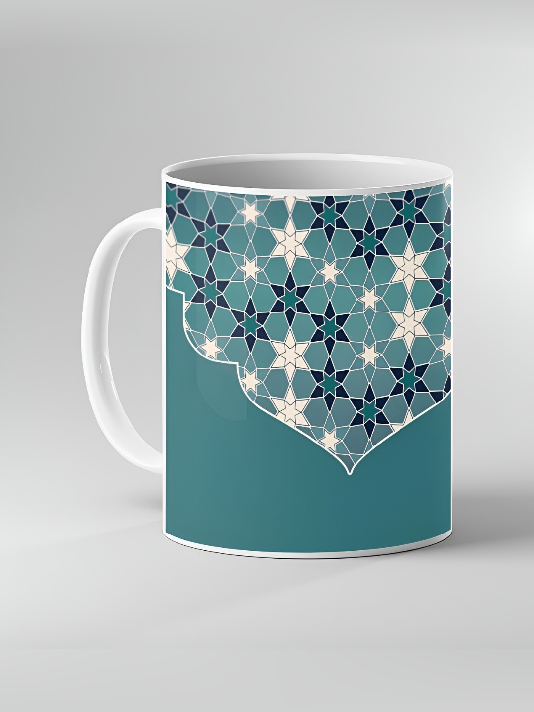 Keviv White & Green Floral Printed Ceramic Coffee Mug 325 ml