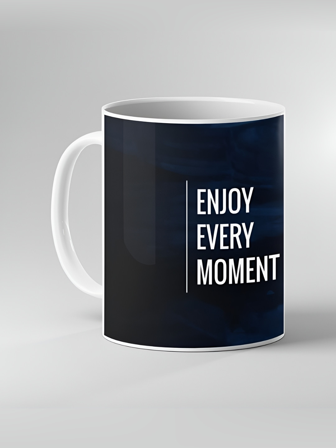 Keviv White & Navy Blue Printed Ceramic Coffee Mug 325 ml