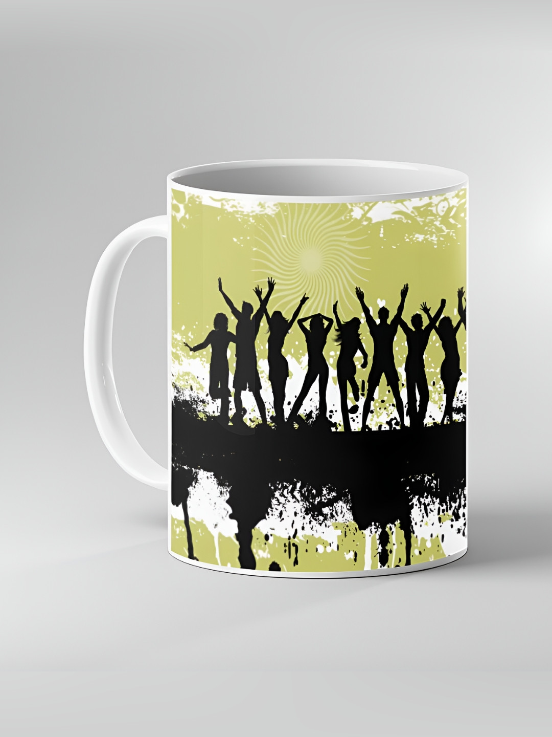 Keviv White & Green Text or Slogans Printed Ceramic Glossy Mugs 325 ml