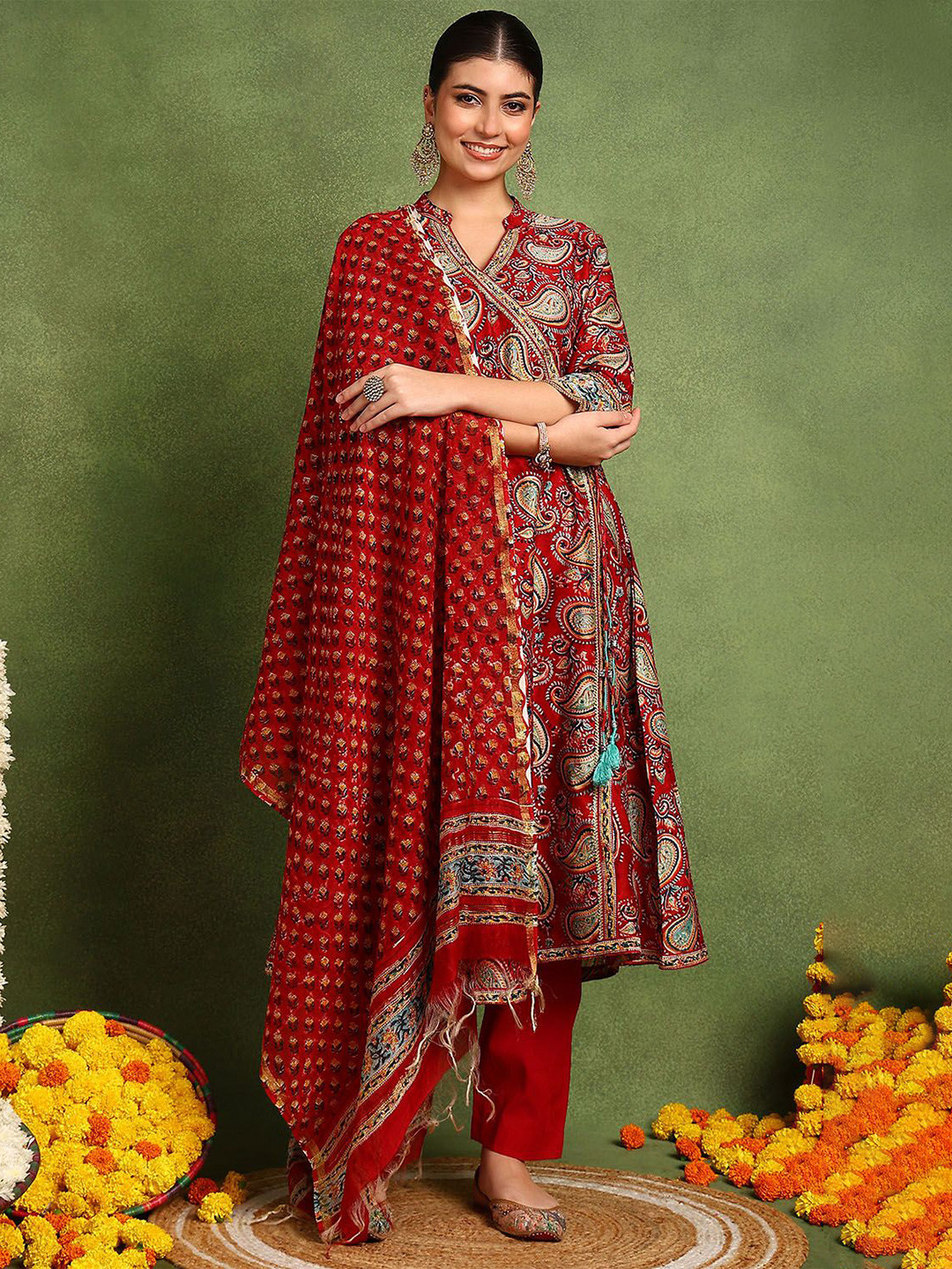 Tahiliya Red Chanderi Silk Dupatta