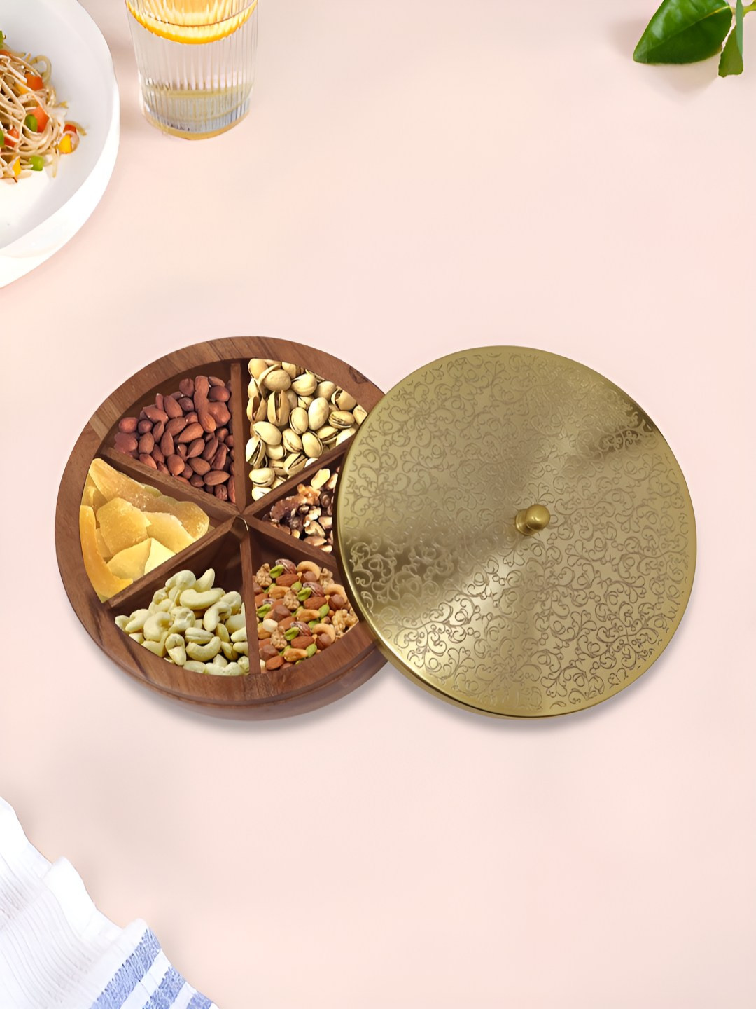 Metalsmith Gold Conversational Wood Easy To Clean Flip Top Canister