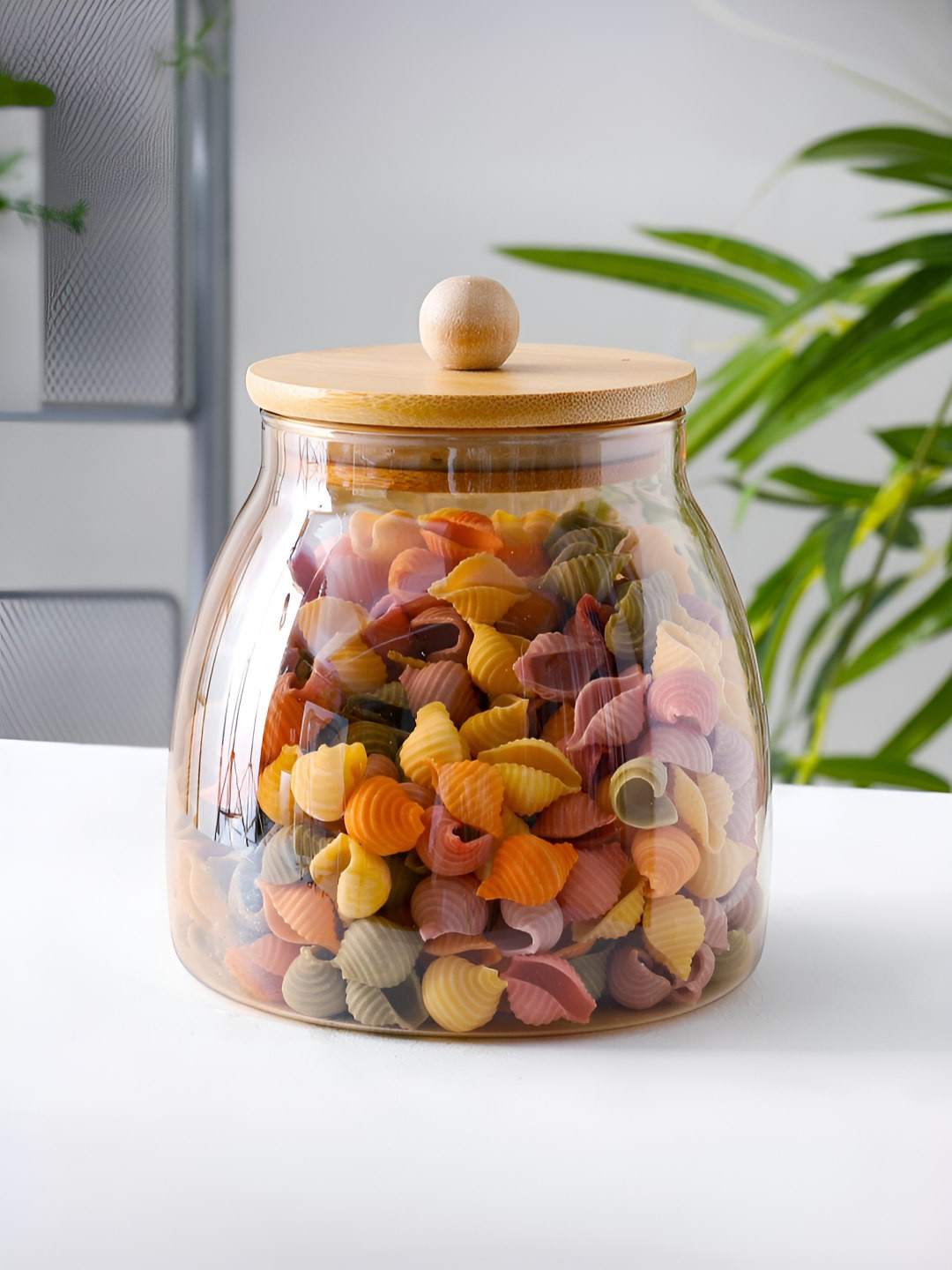 Umai Brown Borosilicate Glass Lightweight Flip Top Canister-650ml
