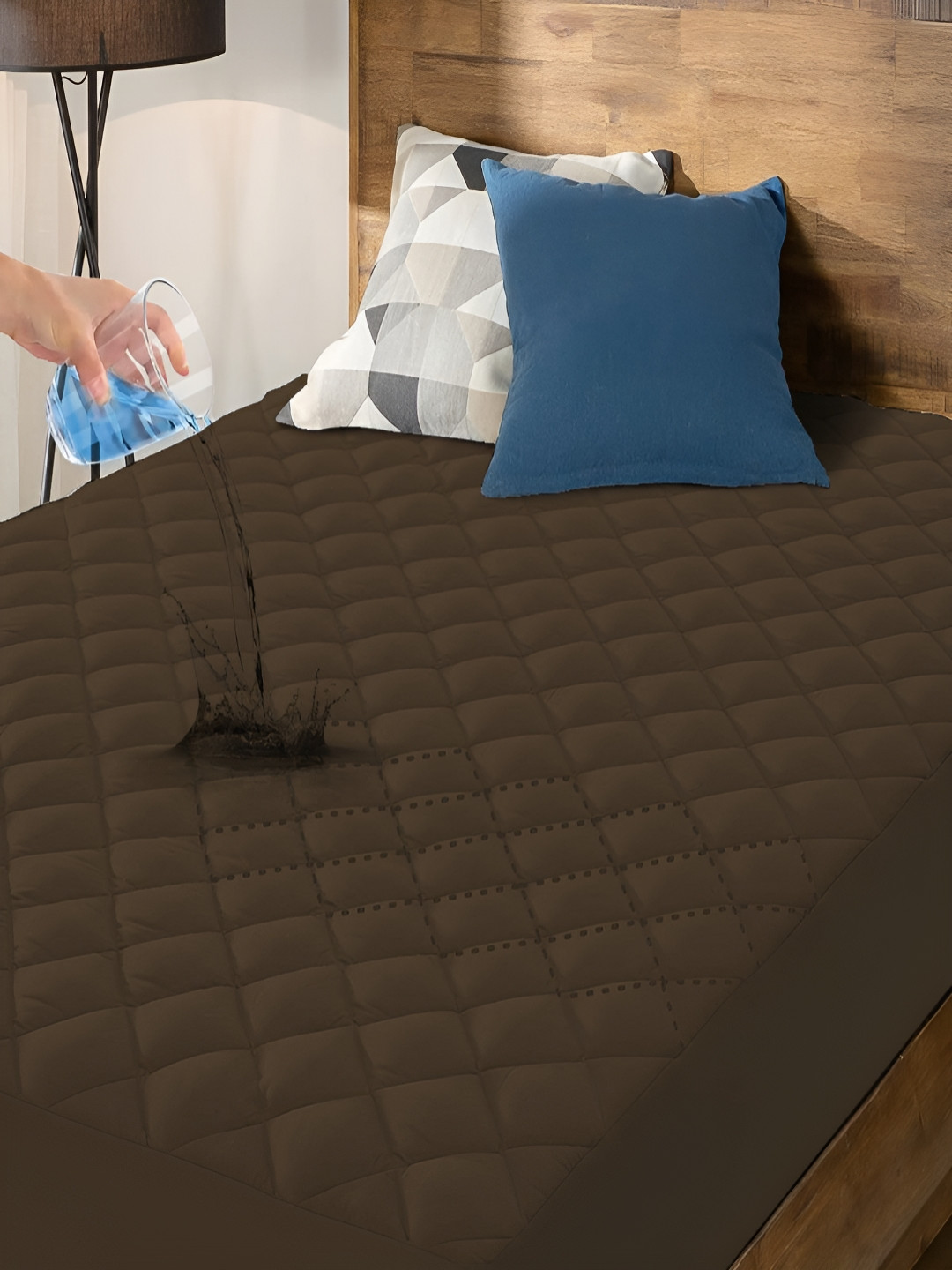 CHICERY Brown Fitted Water Resistant Mattress Protector