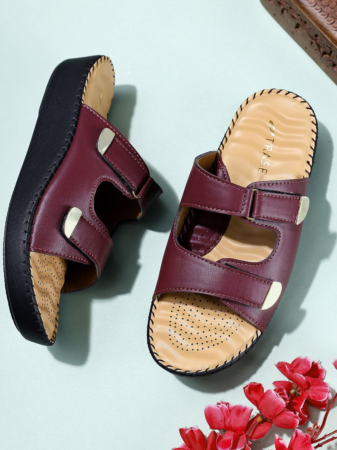 TRASE Women Buckle Detail Platform Heels