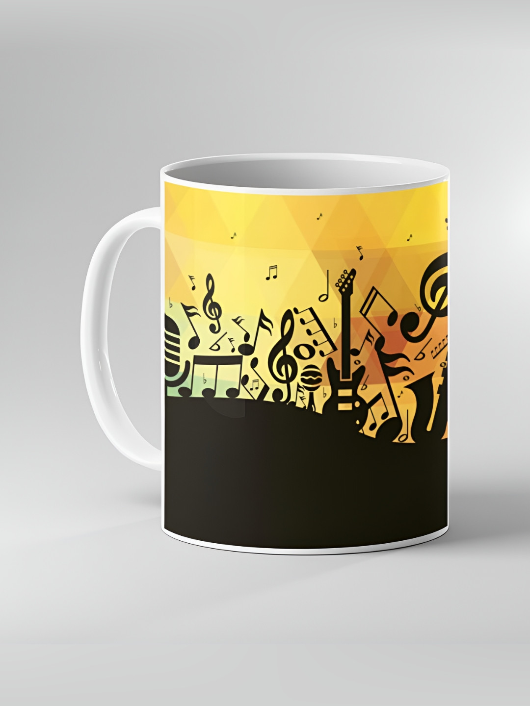 Keviv Yellow & Black Printed Ceramic Coffee Mug 325 ml