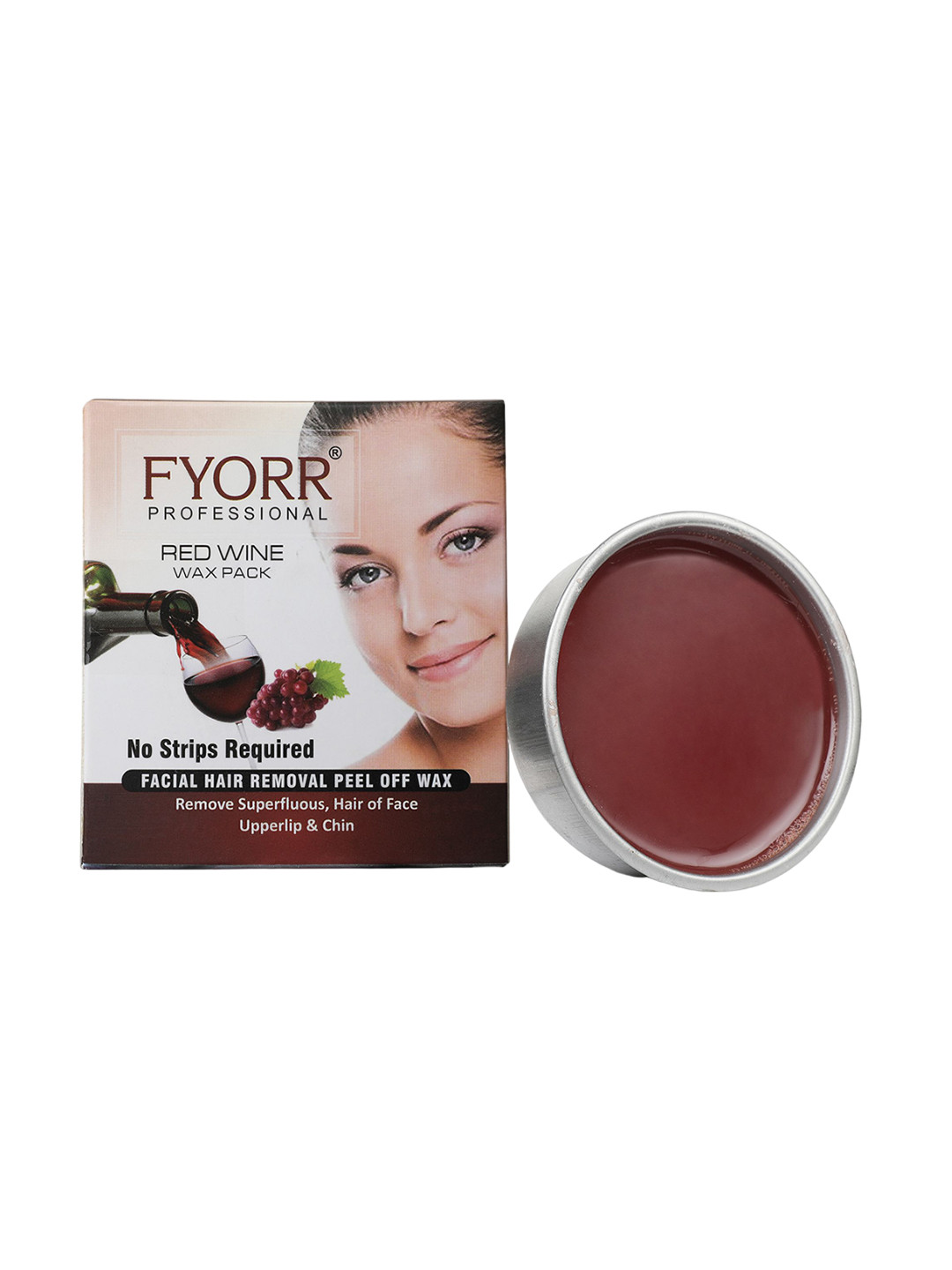 FYORR Red Wine Facial Hair Removal Peel Off Wax With Wooden Spatula - 80 g