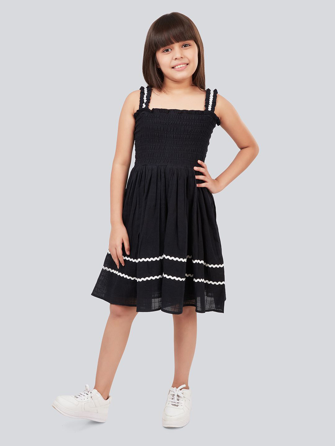 Olele Girls Pure Cotton Sleeveless Ruffle Dress