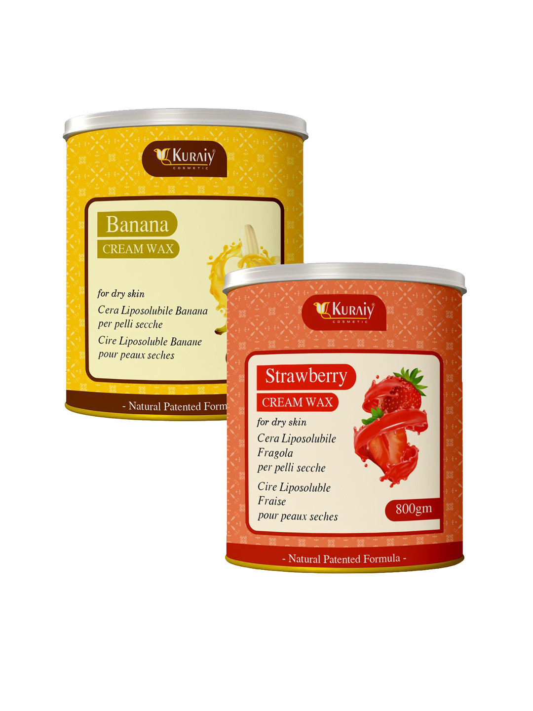 KURAIY Set Of 2 Banana & Strawberry Cream Wax For Dry Skin - 800 g Each
