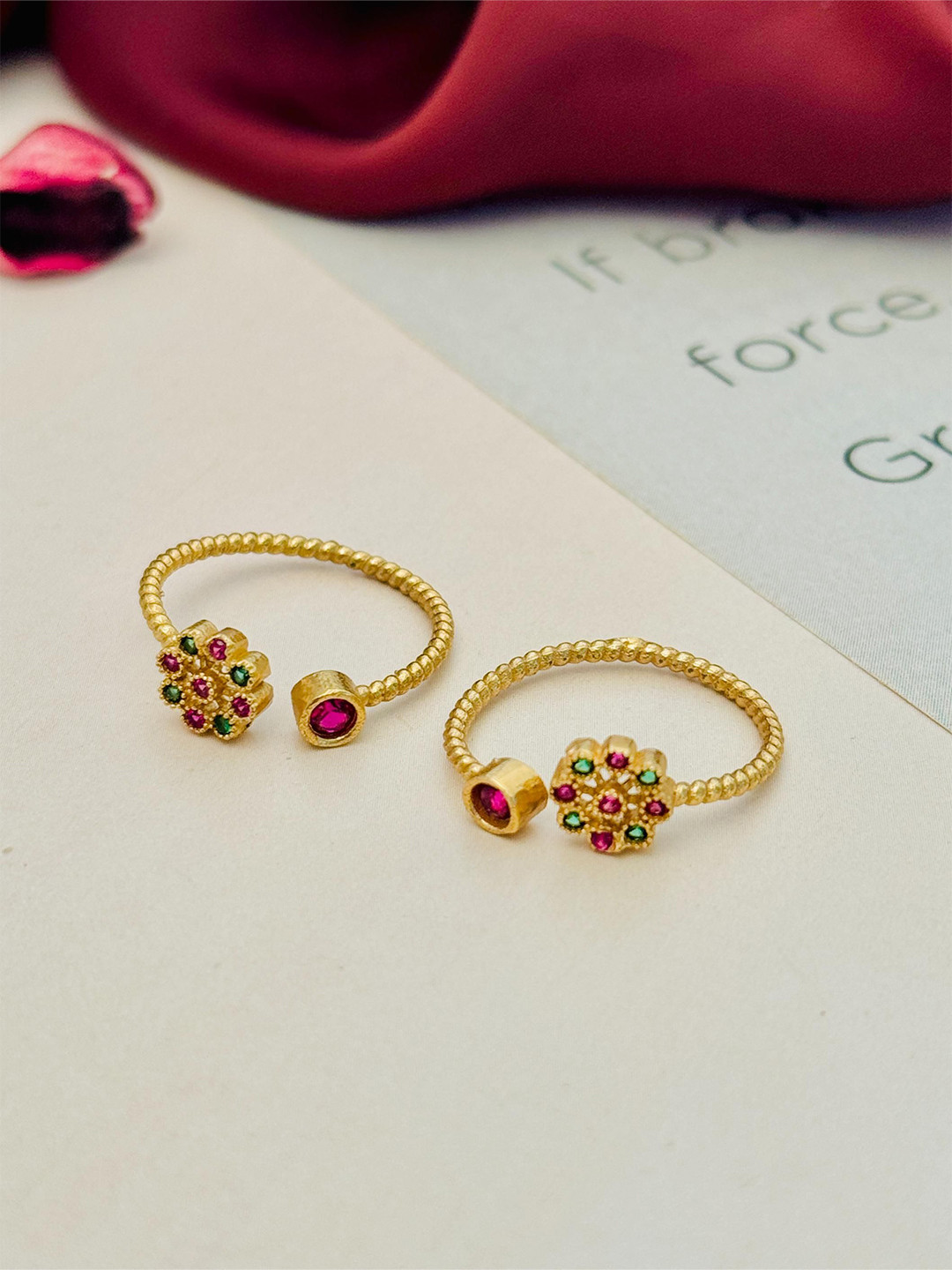 ABDESIGNS Gold-Plated American Diamond Toe Rings