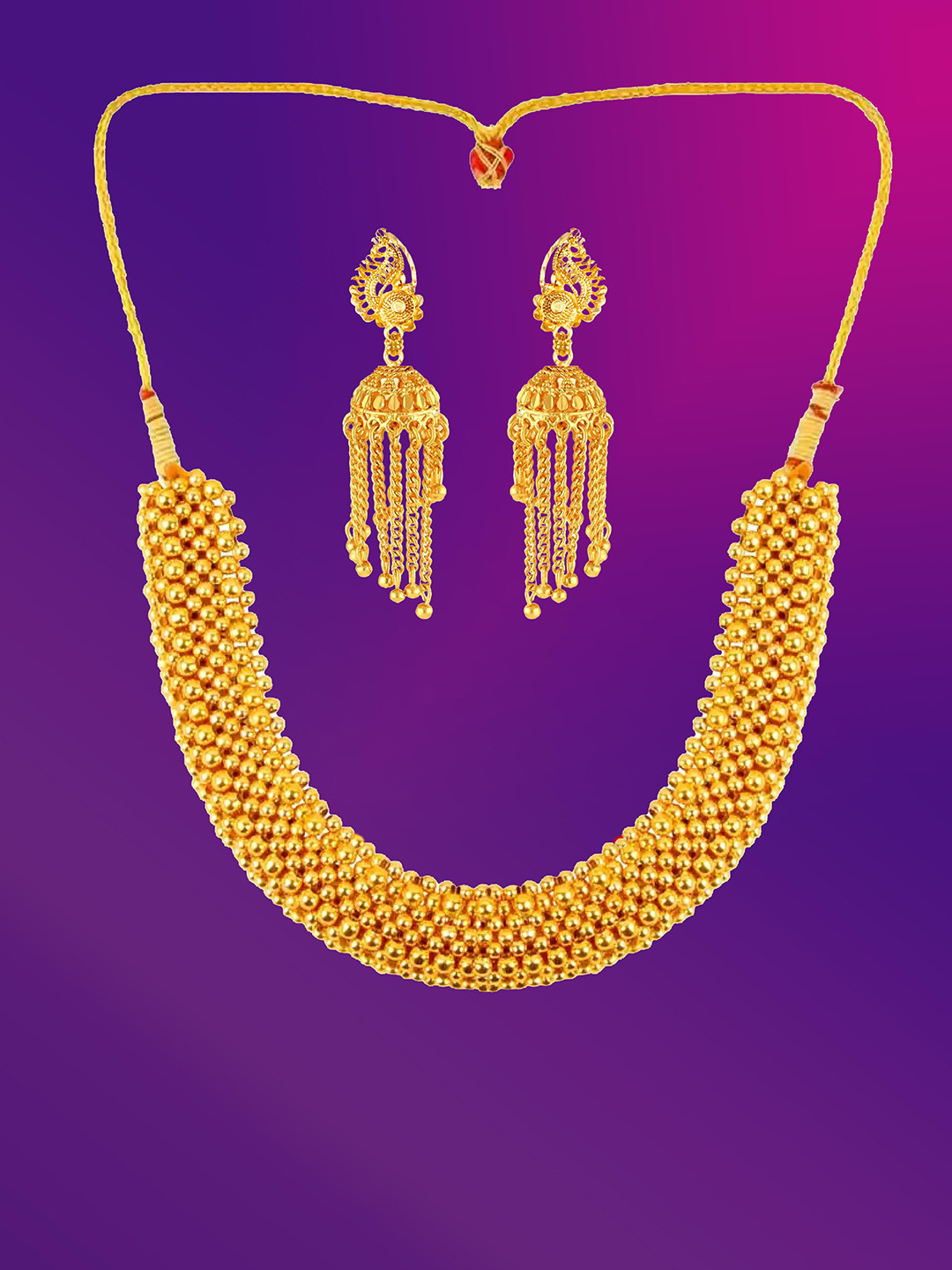 Lila Gold Plated Tushi Choker With Earrings