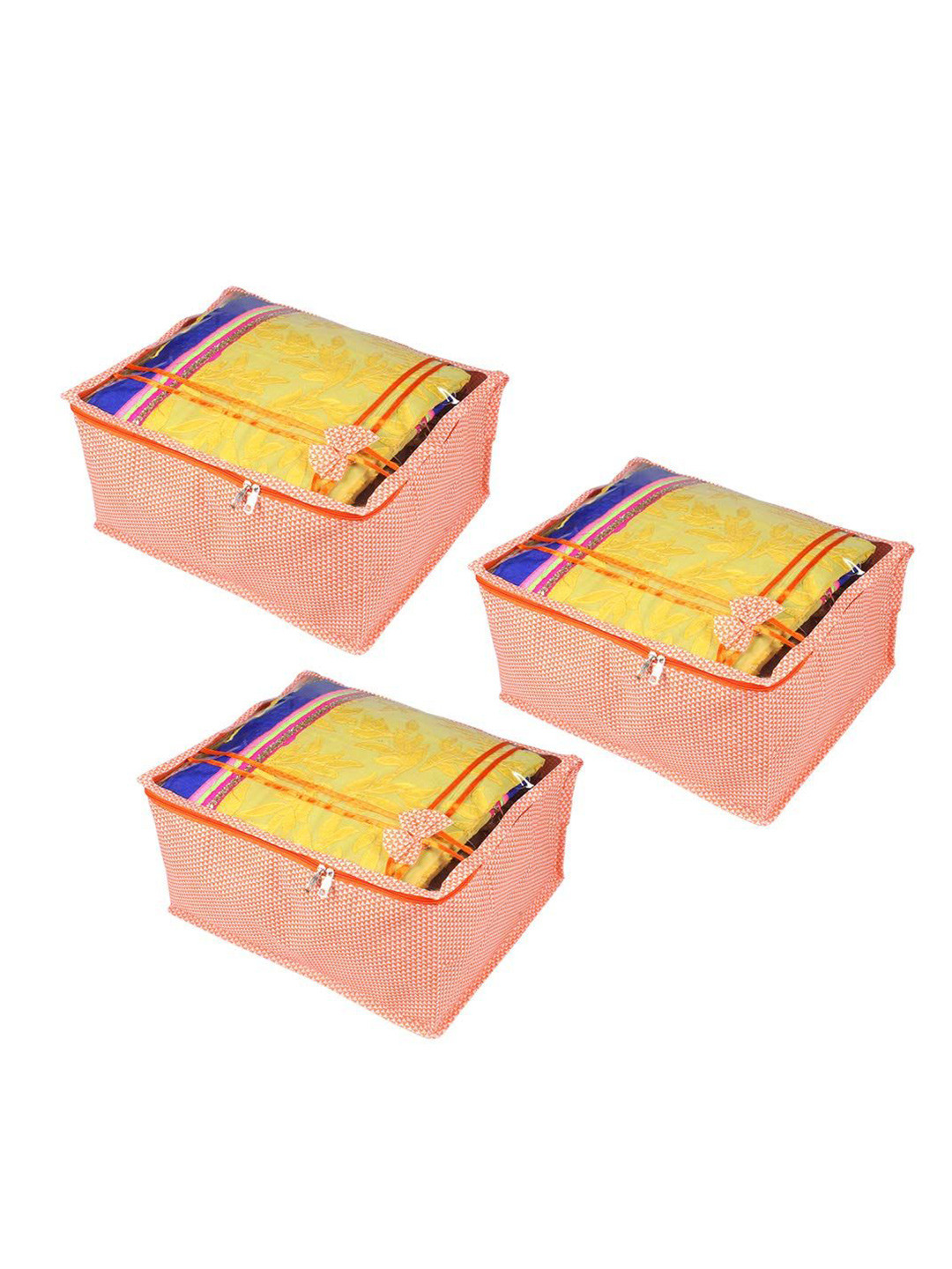 prettykrafts Orange 3 Pieces Printed Clothes Organisers