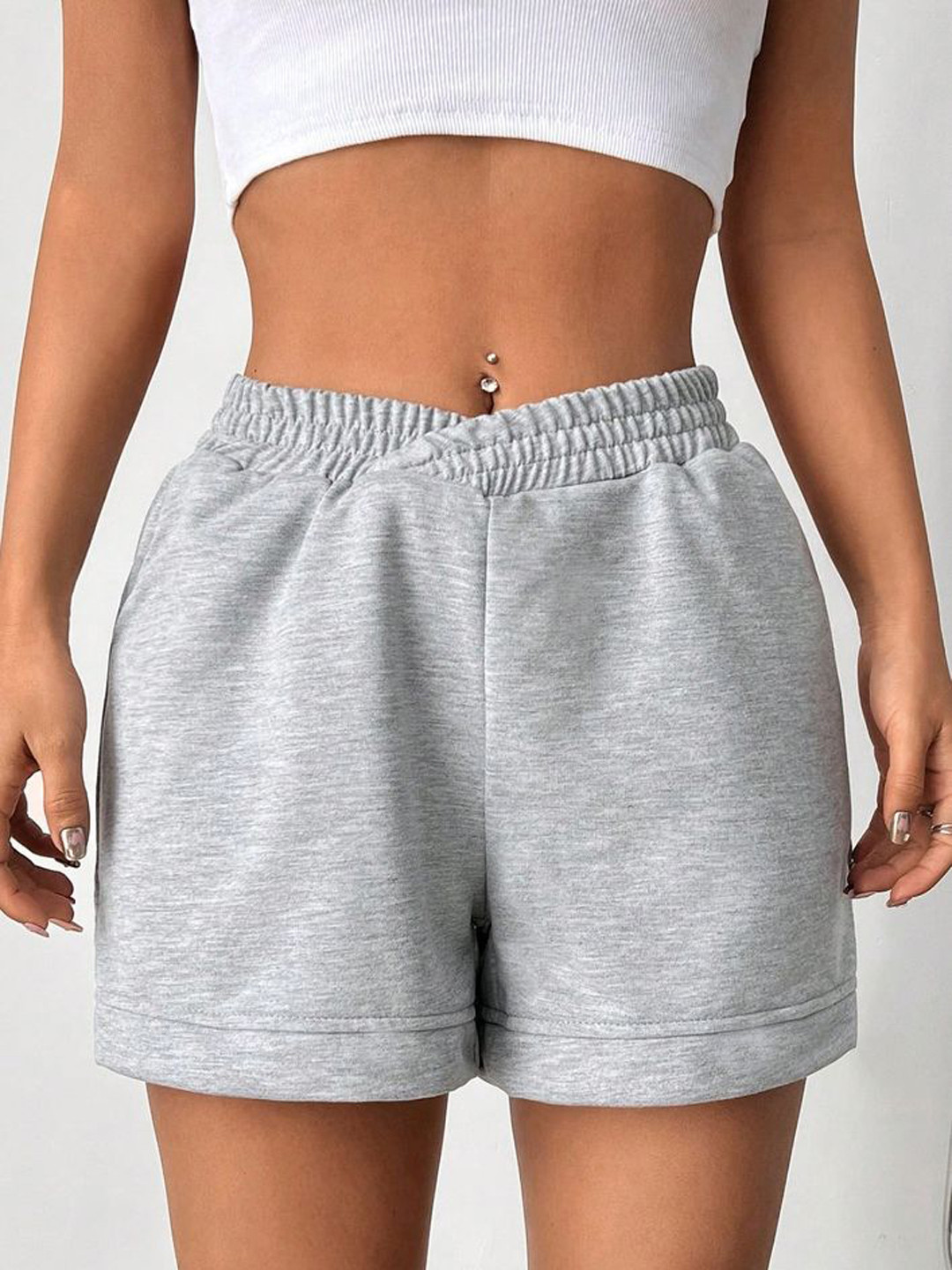 LULU & SKY Women Overlap Waistband Mid-Rise Straight Shorts