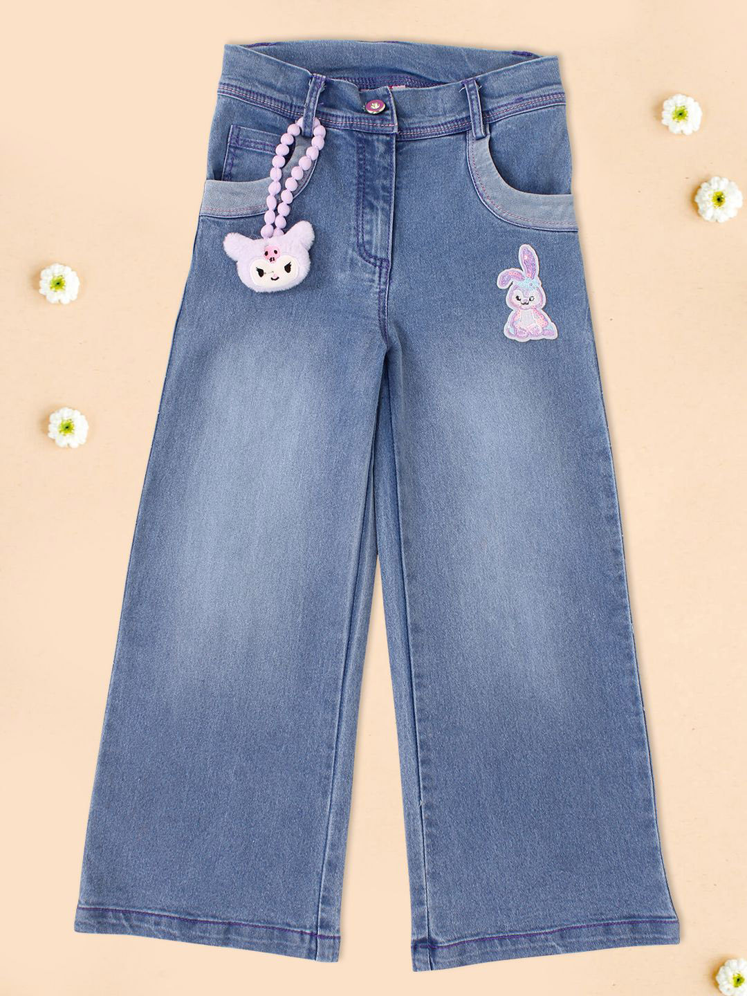 CUTECUMBER Girls Relaxed Fit Light Fade Stretchable Jeans