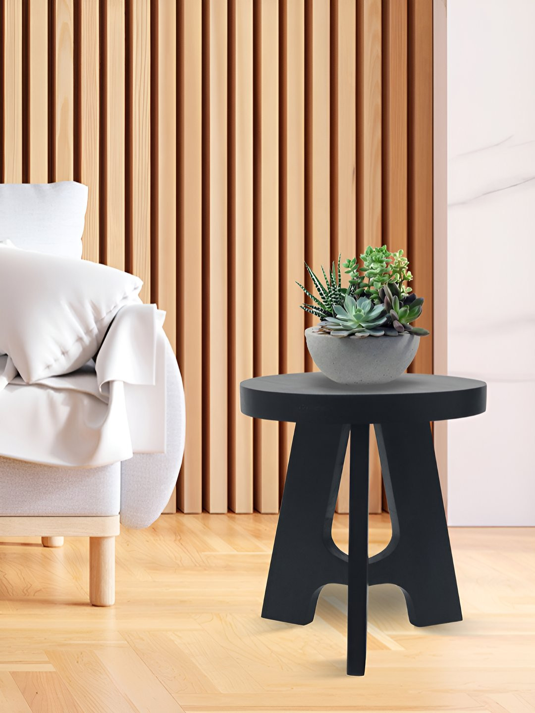 Metalsmith Black Textured Wooden Stool