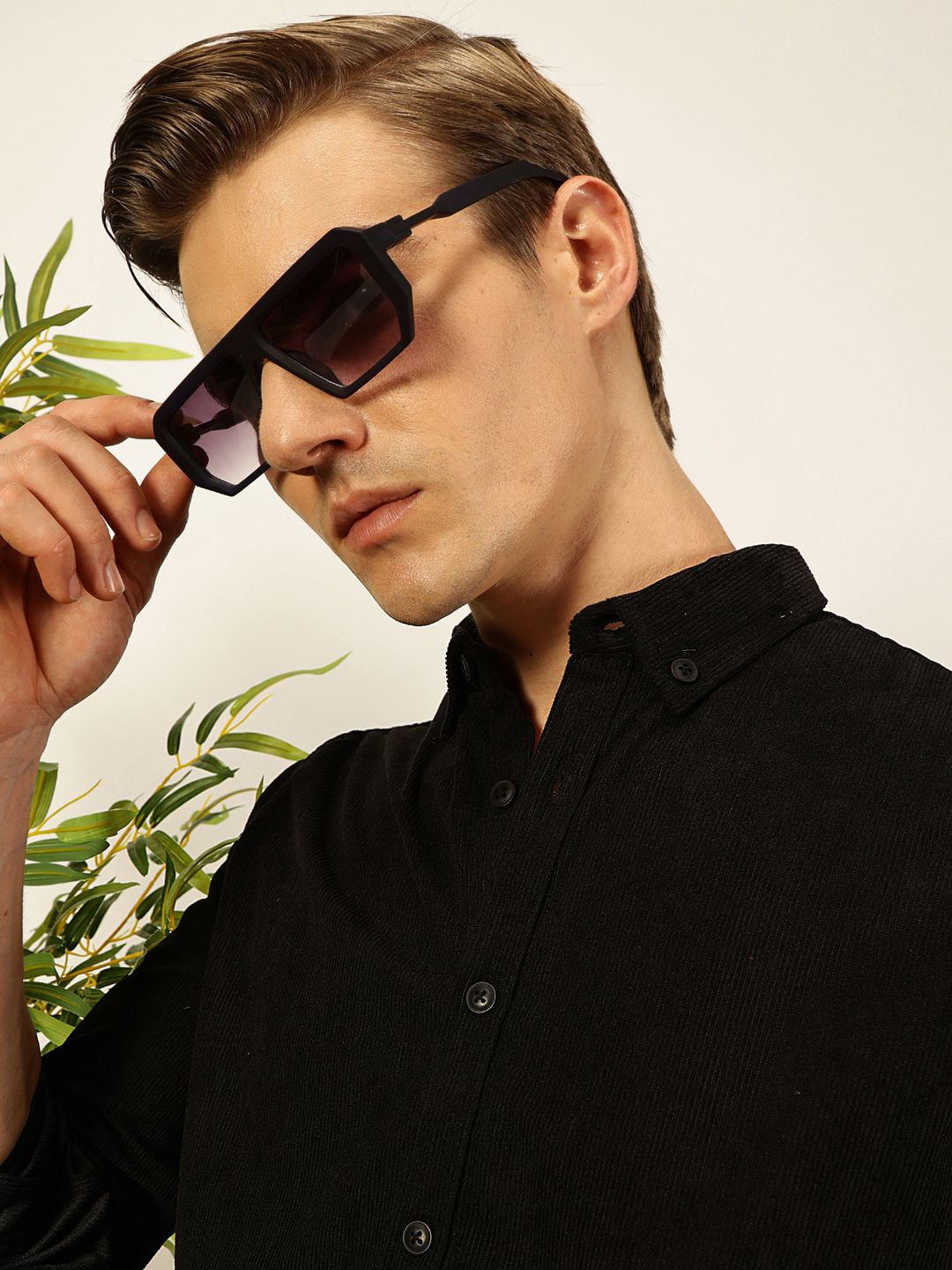 Thomas Scott Men Premium Corduroy Slim Fit Button-Down Collar Casual Shirt