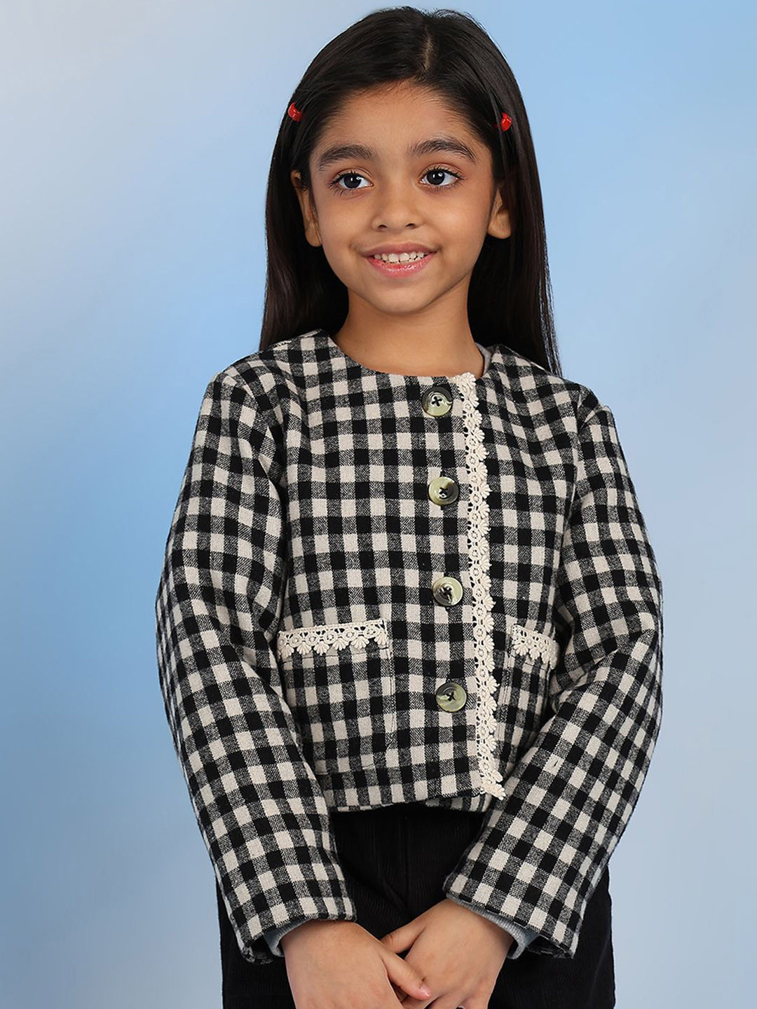 The Tribe Kids Girls Checked Lightweight Outdoor Woven Jacket
