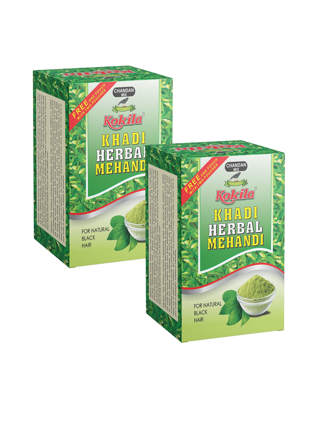 KOKILA Set Of 2 Khadi Herbal Mehandi Chandan Mix Powder - 200 g Each -Brown