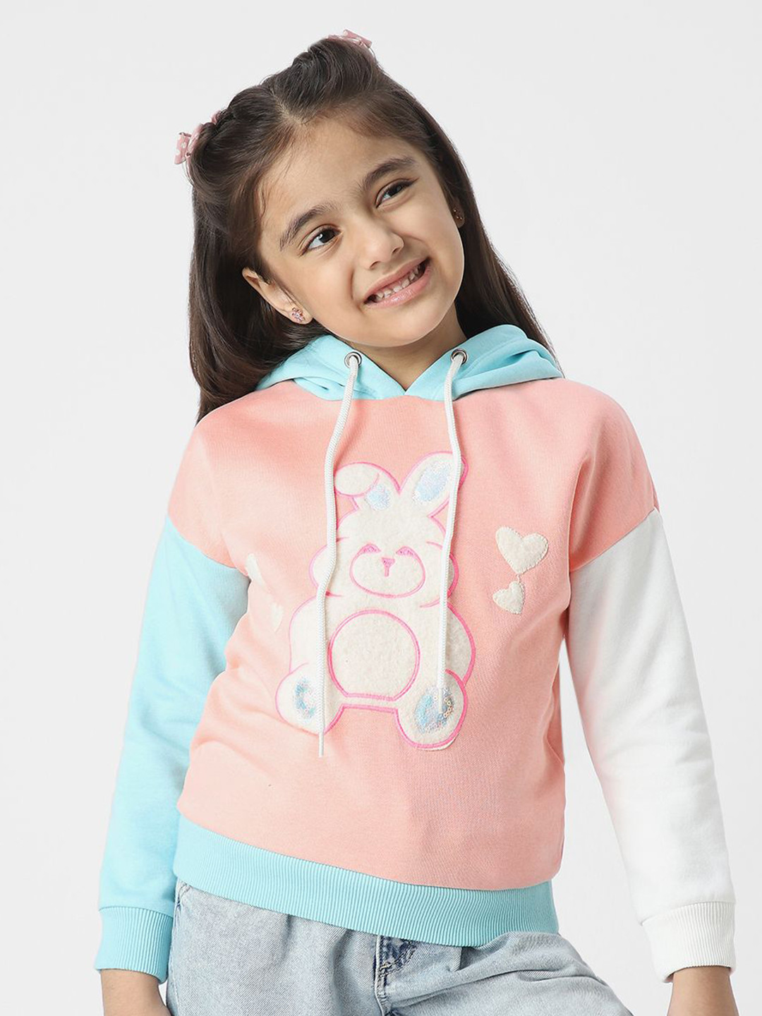 Nauti Nati Girls Playful Graphic Print Hooded Sweatshirt