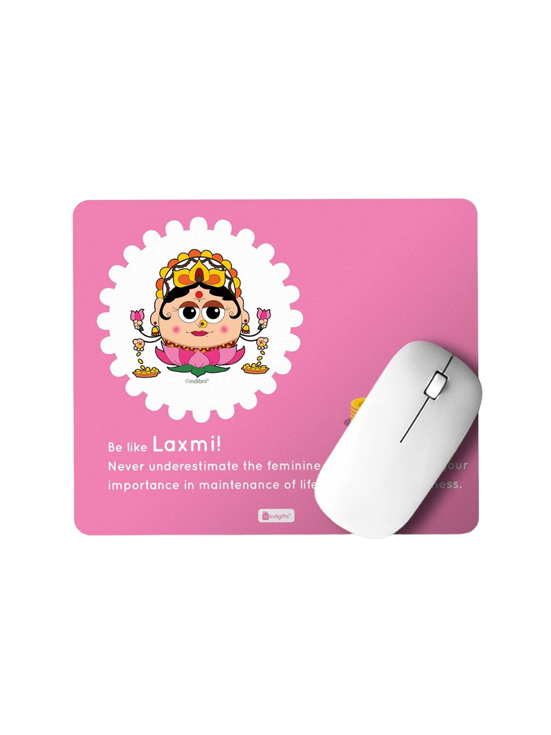 Indigifts Pink & White Printed Mouse Pad Organiser