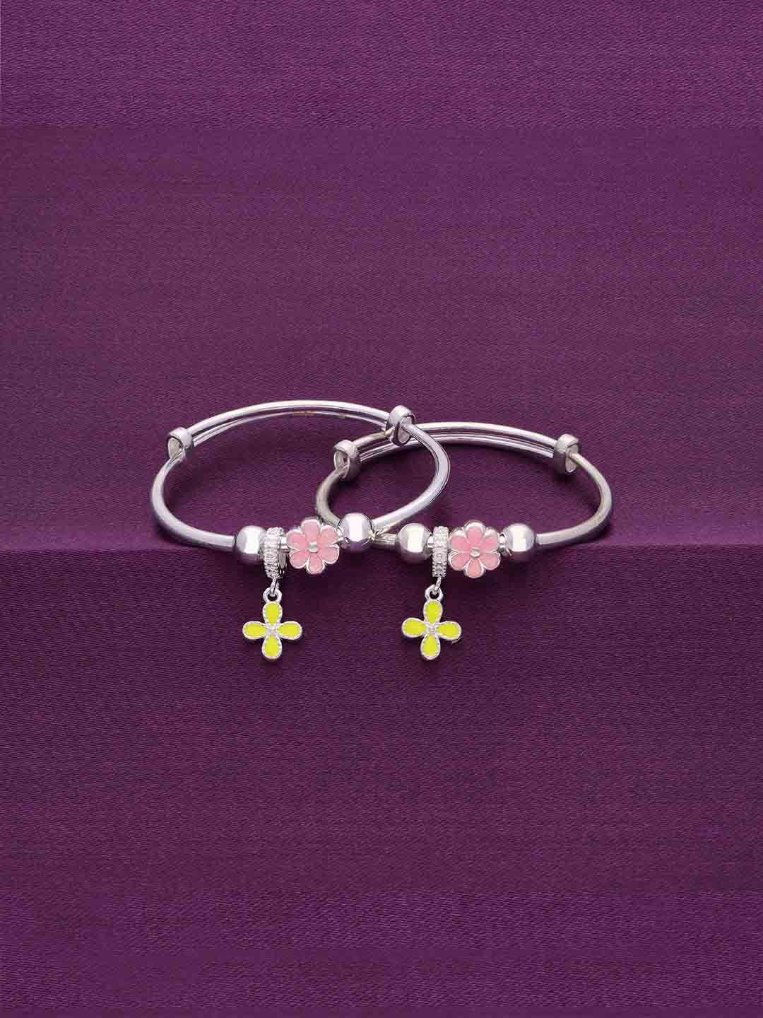 KAI JEWEL Kids Set Of 2 Sterling Silver Rhodium-Plated Kada Bracelets