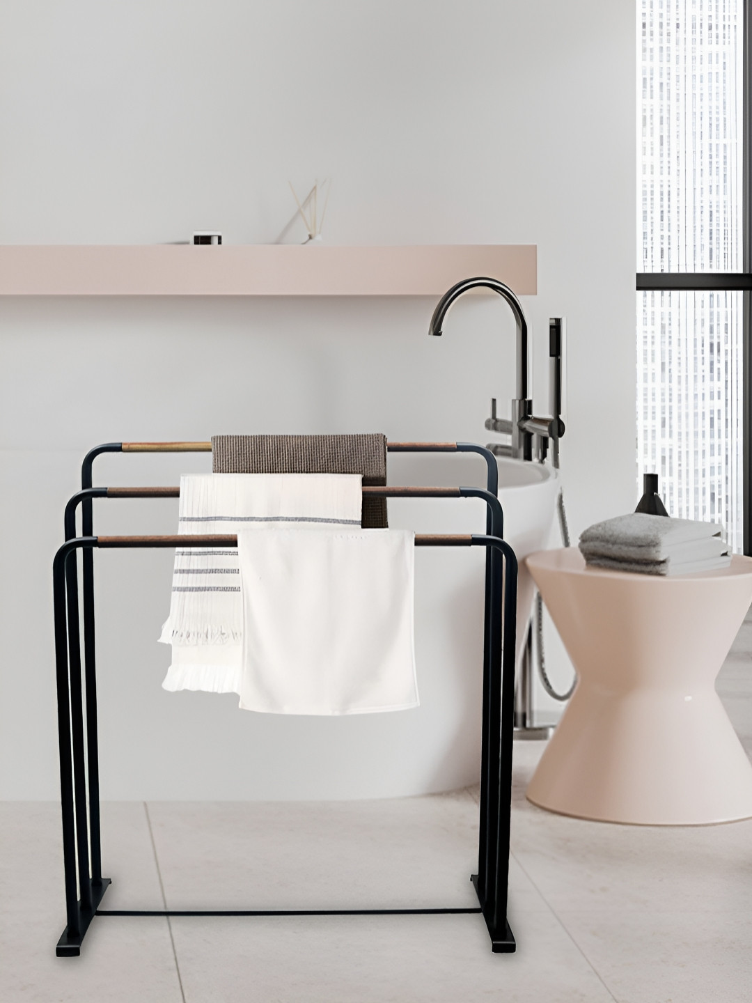 Metalsmith Black & Brown Stainless Steel Classic Matte Towel Holder