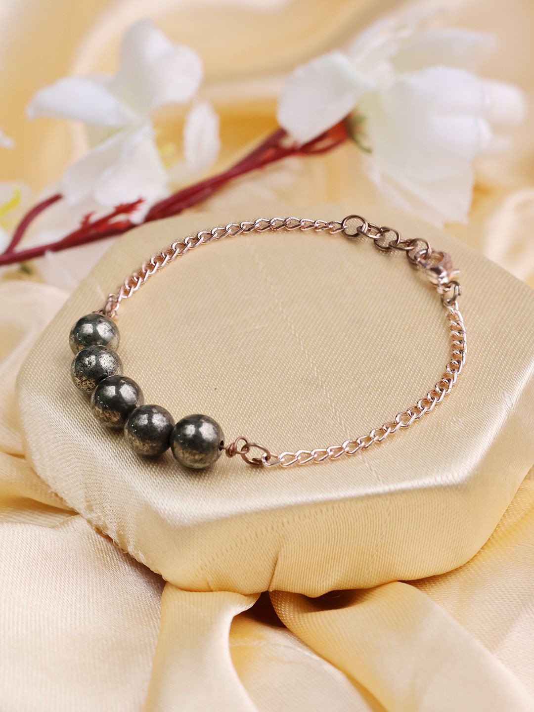 Shubhanjali Pyrite Beaded Link Bracelet