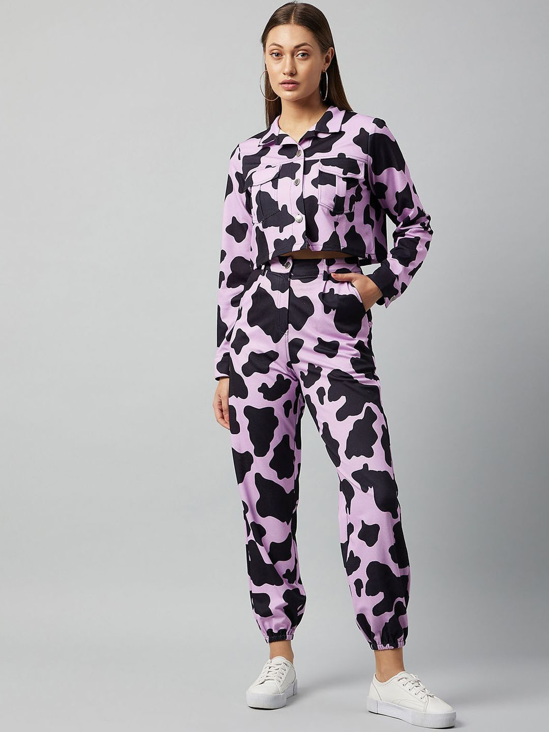 Athena Women Printed Lightweight Crop Open Front Jacket