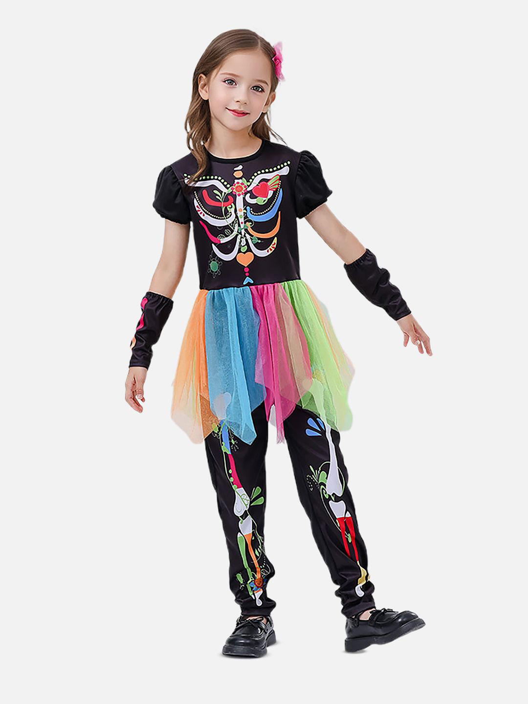 Little Surprise Box LLP Kids Colorful Skeleton Princess Halloween Costume