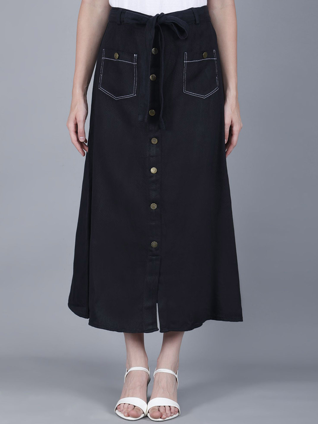 Codaisy A-Line Pure Cotton Midi Skirts