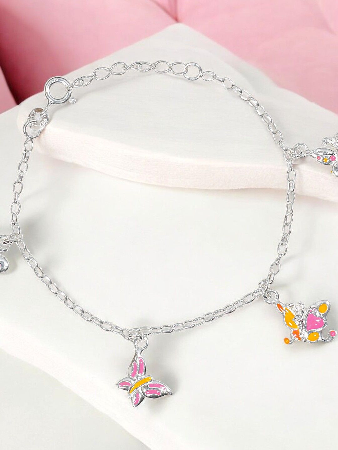 Taraash Girls 925 Sterling Silver Charm Bracelet