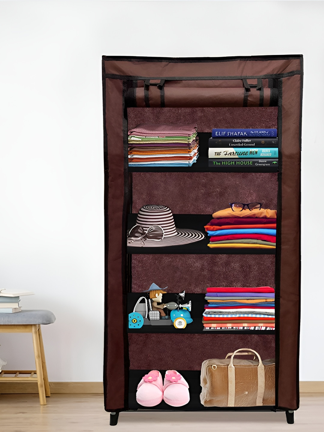 Urban Choice Brown & Black 6-Tier Rectangular Rack