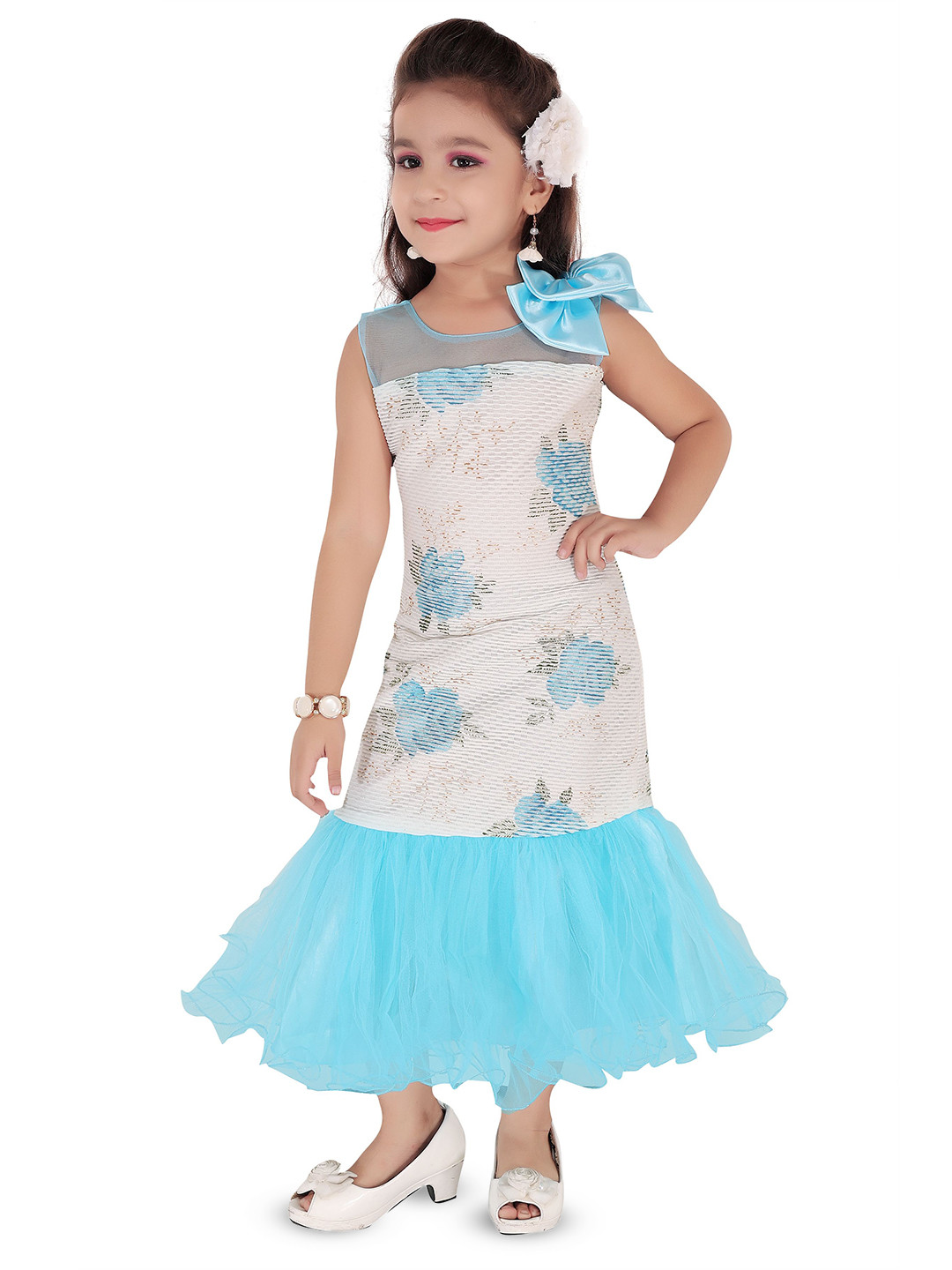 My Lil Princess Girls Floral Embellished Drop-Waist Maxi Dress