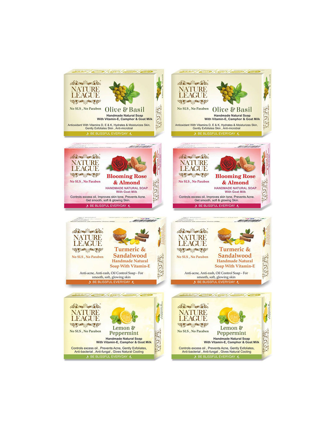 NATURE LEAGUE Set Of 8 Exotic Natural Skin Nourishing Soap - 100g Each