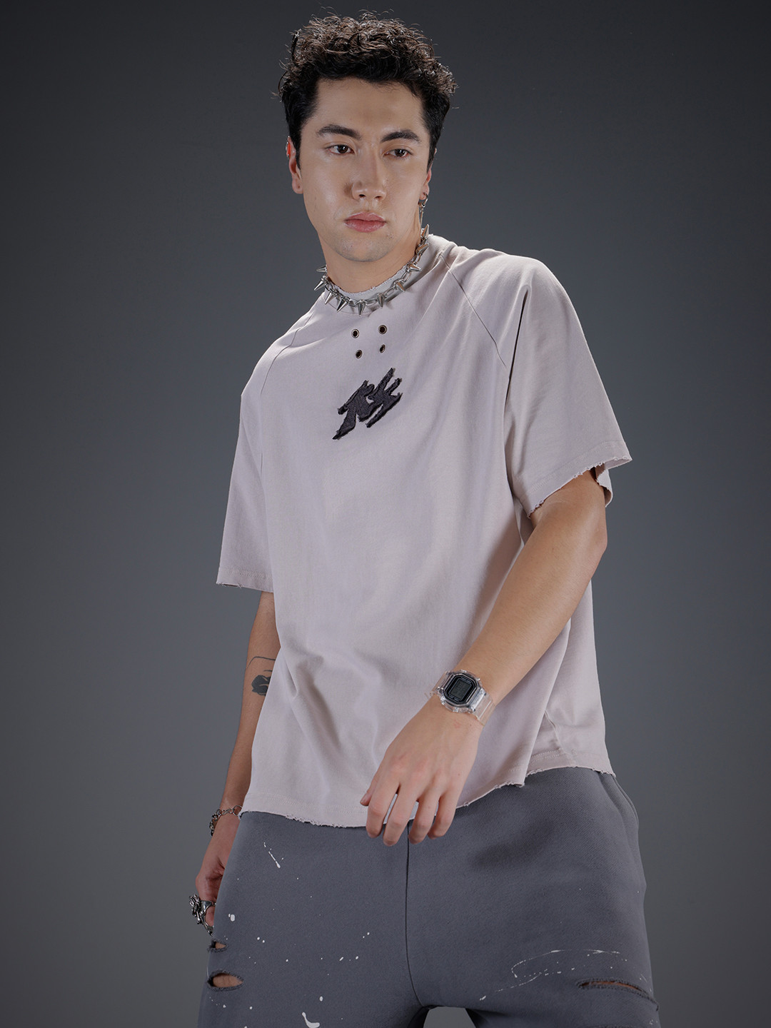 SOKO STREET Applique Raglan Sleeves Oversized T-shirt