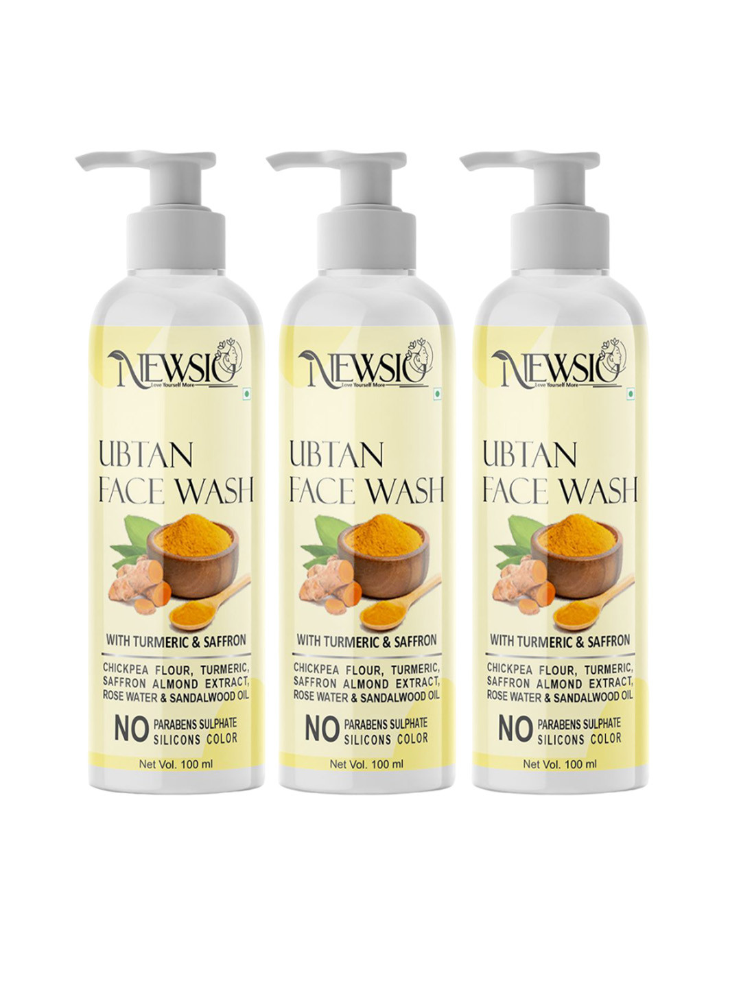 Newsio Set Of 3 Ubtan Face Wash-100 ml Each
