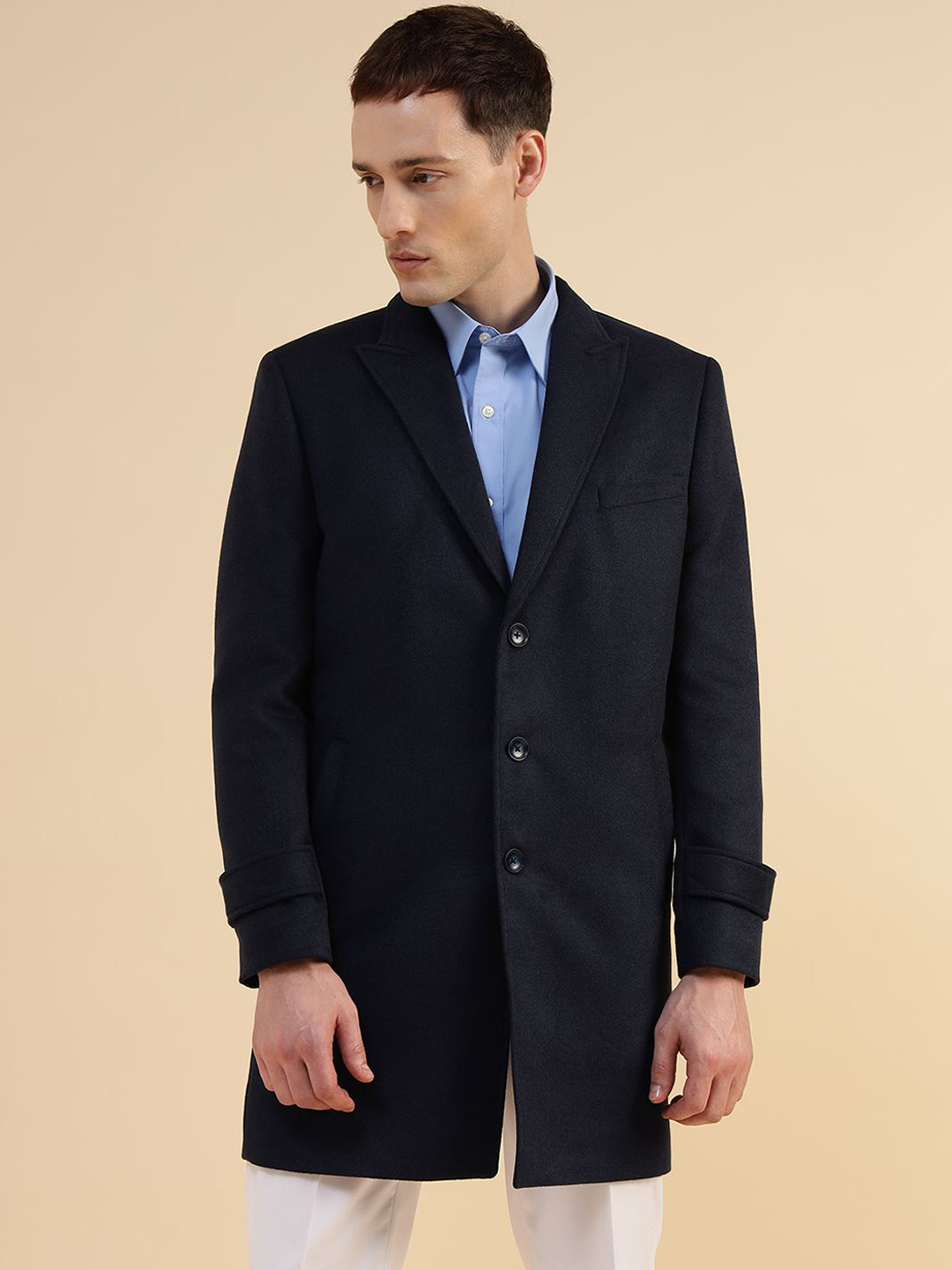 Givo Peaked Collar Tweed Single-Breasted Smart Fit Formal Blazer