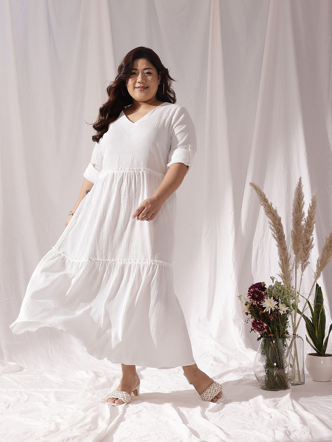 CURVY STREET Crepe Fit- Flare Maxi Dress